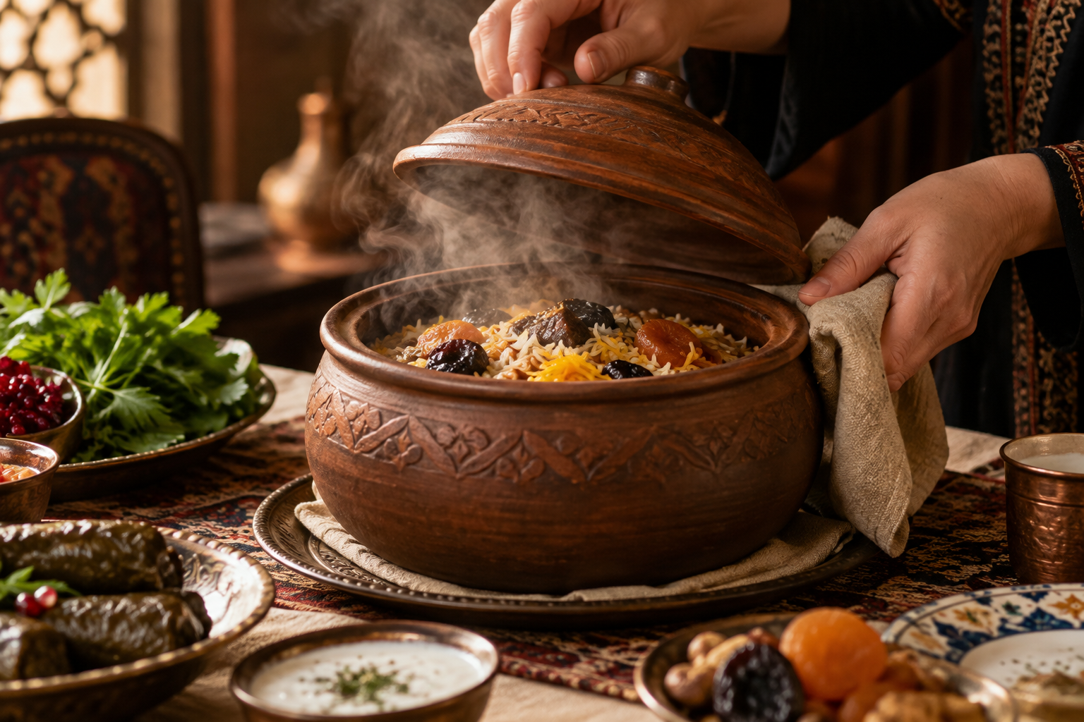 Süfrədə açılan gil qazan