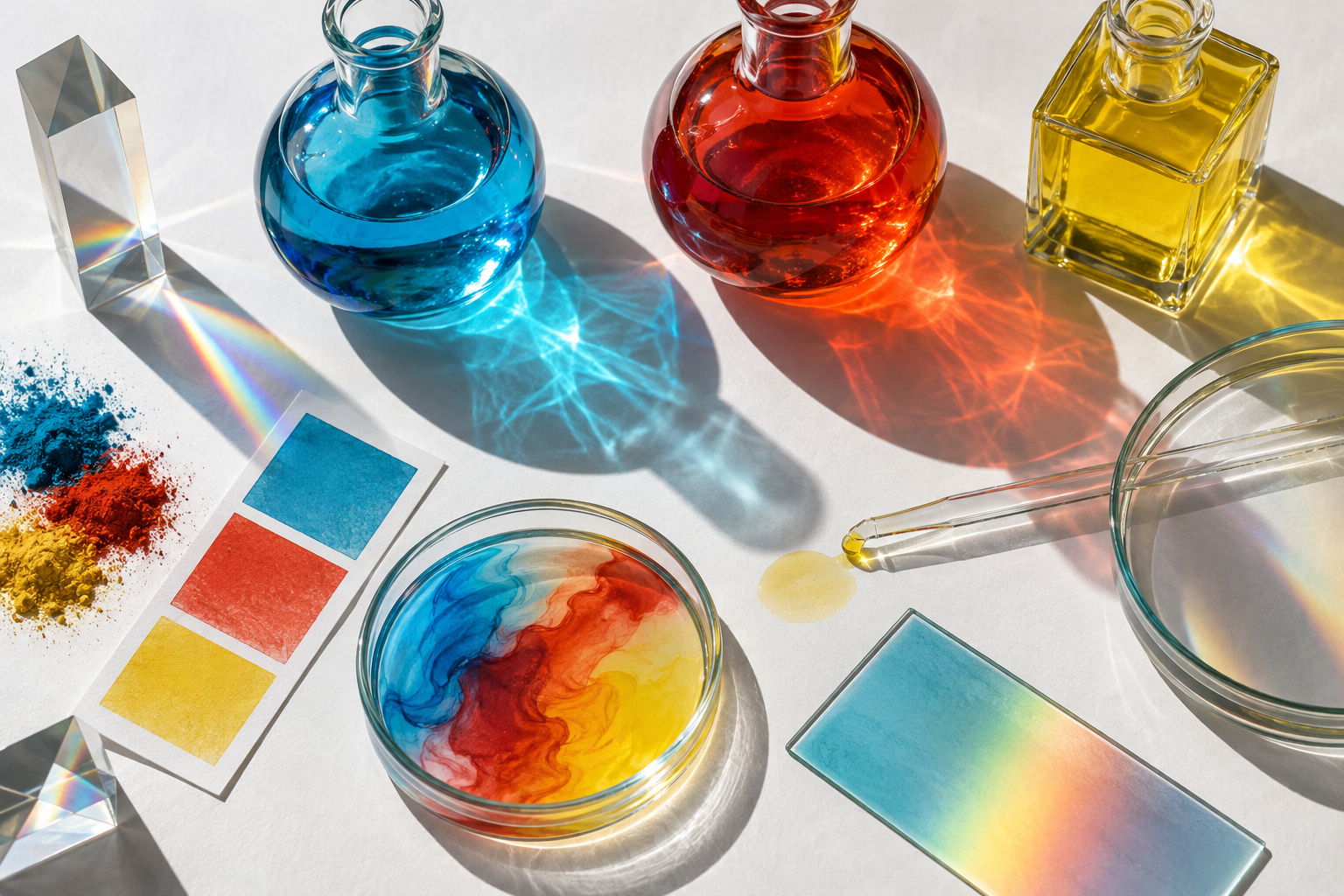 Rəng nümunələri olan material laboratoriyası