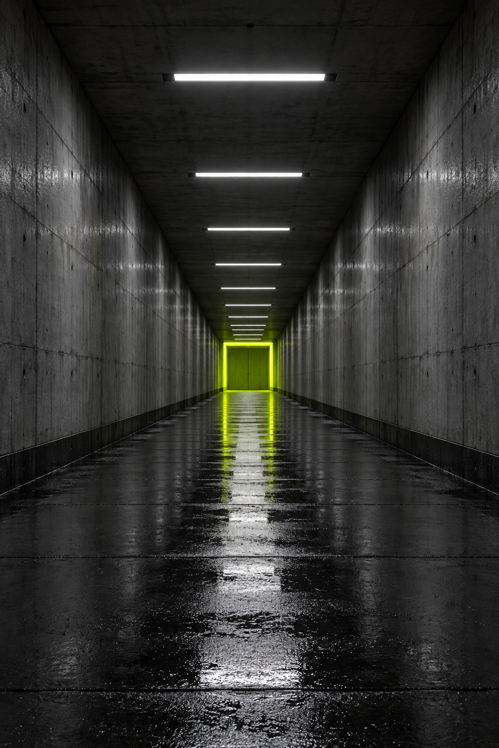 Elektrik işıqlı brutalist tunel